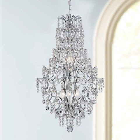 Crystal Raindrop Pendant Chandelier With Adjustable Chain For Dining Room Living Room Bedroom Bath, Modern Glass Crystal Light Fixture