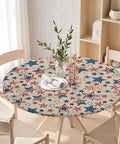 Patriotic Round Tablecloth With Elastic Edge For 40 44 Inch Tables Water Resistant Red White Blue Stars Outdoor Picnic Patio Party Cover