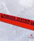 Red wall-mounted padlock holder labeled 'Padlock Station', part of Real Tough Heavy Duty Lockout Tagout Locks Station that holds 20 padlocks.