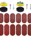 240 Piece 2 Inch Sanding Discs Pad Kit With Backer Plate And Soft Foam Buffers Pro Grade For Drill Grinder Rotary Tools Includes One Quarter Inch And One Eighth Inch Shanks Grit Range Eighty To Three Thousand displayed in rows with accessories.