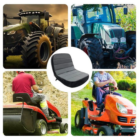 Weatherproof Tractor Seat Cover With Tool Pockets And Anti Slip Backing Padded No Sweat Oxford Fabric Lawn Mower Seat Protector
