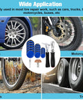 Heavy Duty Tire Patch Kit with 32mm, 45mm and 58mm patches, patch roller, buffing wheel for car, motorcycle, bike, truck repair
