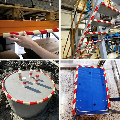 Wall Edge Corner Guards 196.9 Inch Long Red and White Self Adhesive Foam Protector used on shelves and equipment