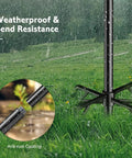Weatherproof feature of Two Pack String Light Poles With Seven Prong Steel Construction Includes Two Hooks And Fence Brackets