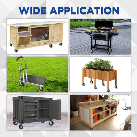 8 Inch Pneumatic Swivel Caster Wheels With Zinc Top Plate And 360 Degree Rotation For Cart Dolly Trolley Workbench And Wagon shown in various applications