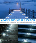 Solar Dock Lights 8 Pack Waterproof Outdoor LED Aluminum Path Lights For Driveways And Gardens installed on dock and steps