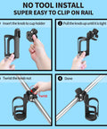 Installation guide for Rail Mount Cup Holder For Boats With 360 Degree Rotating Elastic Grip, Tool Free Install.