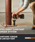 User operating the Badass 20V Brushless Cordless Impact Wrench for tightening bolts with intelligent torque control.