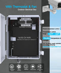 Outdoor Waterproof Electrical Box IP65 ABS Plastic Enclosure With Fan And Thermostat, Mounting Plate And Hinged Lid