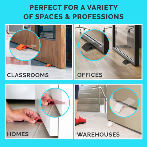 Heavy Duty Rubber Door Stoppers Set Of 6 For Carpet Hardwood Concrete And Tile Doors Wedges Used In Various Settings