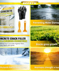 Hella Smooth Concrete Crack Filler Self Leveling Waterproof Sealant For Driveways Patios And Garage Floors Fast Drying Flexible DIY kit with gloves and tools.