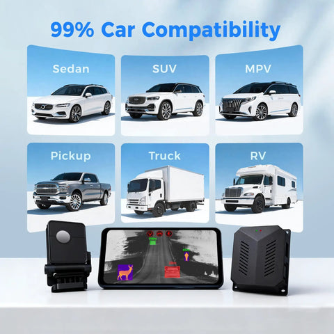 Beefed Up Thermal Car Camera With Infrared Vision And 656Ft Detection, Deer Collision Alert, Night Vision Dashcam compatibility