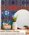 Colorful mandala design on staircase with 14 strips stair riser stickers peel n stick self adhesive vinyl staircase murals