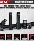 Beefed Up 18 Piece Impact Socket Adapter Set With Extension Bars And Universal Joints in chrome vanadium steel