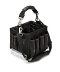 BadAss 3 Drawer Welded Steel Cart for Hvac and Trades Slick Narrow Profile Mobile Equipment Carrier Heavy Duty Build showing a black tool bag with organizer.