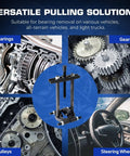 Image showing 12 Piece Bearing Puller Set Workhorse Pro 5 Ton Capacity With 2 Inch And 3 Inch Bearing Separator Jaws in use.