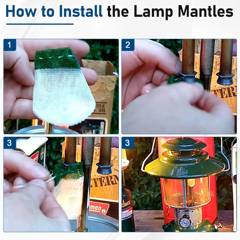 Step-by-step guide to install 40 Pack Coleman Lantern Mantles Upgrade Kit For Standard String Tie 21 Mantles.