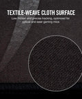Close-up of anti fray cloth gaming mouse pad showing textile-weave surface for optical and laser mice, extended size.