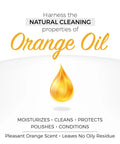 Orange Oil Wood Cleaner And Polish Spray For All Wood Surfaces Restorer And Conditioner Delivers Boss Level Shine On Cabinets Floors And Furniture Hardwood Floor Safe No Wax Build Up One Gallon benefits description.