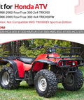 Red Honda ATV compatible with 1988-2000 FourTrax 300 TRX300 2x4 4x4, showing side view with black racks.