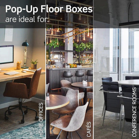 Pop Up Floor Box With 20 Amp Tamper Resistant Outlet Brushed Nickel PFTR2 BN use in home office cafe or conference room