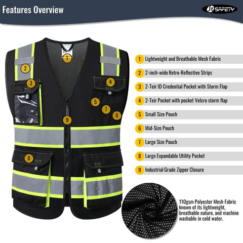 Stay Cool And Look Sharp Working Outdoors With This No Sweat High Reflective Mesh Vest Featuring pockets and reflective strips.