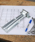 Built Tough Heavy Duty Vehicle Door Hinge For Utility And Semi Trailers With Anti Corrosion Finish Keeps Cold Storage Temperature Stable And Is Ideal For Freezers, Refrigerated Vehicles, And Garage Door Replacements. Galvanized steel hinge on technical drawing