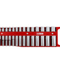 Magnetic Socket Holder For 3/8 Inch Drive Red Organizer Holds 28 Sockets, 14 Standard And 14 Deep, Up To 1 Inch Or 24mm, Sockets Not Included