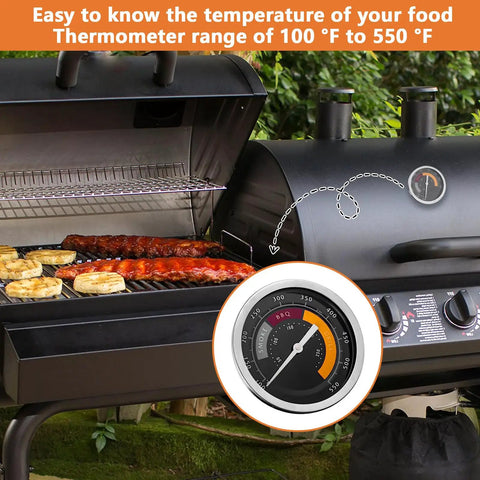 Glowing Analog Stainless Steel Grill Thermometer Replacement Gauge for Oklahoma Joe Longhorn and Highland Smokers Thirteen Sixteenth Inch Mount Hole BBQ Heat Indicator for Charcoal Wood Pellet and Gas Grills Two Pack on smoker grill