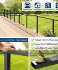 Built Like A Tank 12 Foot Stainless Steel Matte Black Handrail For Cable Railing System 3 Pack shown on modern deck with ergonomic grip.