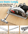 Get Straight Shots Without The Sweat With This Heavy Duty Circular Saw Guide Rail Boasting A 24 Inch Adjustable Rip Track on wood.