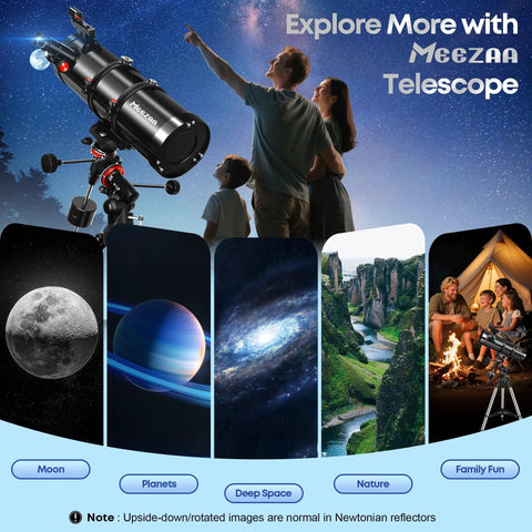 150mm Newtonian Telescope With Equatorial Mount For Beginners And Adults Includes Phone adapter Tripod Moon Filter And Carry Bag
