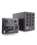 Badass Heavy Duty Four Bay Raid And Jbod Hard Drive Enclosure For Two Point Five And Three Point Five Inch Sata Drives With E Sata And Usb Three Oh Ports Rock Solid Metal Frame Plug And Play Setup No Fuss Data Storage, showcasing slots for multiple drives.