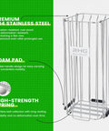 2-In-1 Golf Ball Picker And Basket, Heavy Duty 304 Stainless Steel Grabber with foam pad and high-strength spring