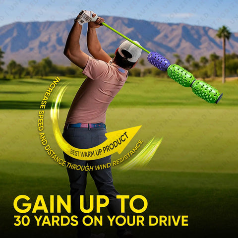 Golfer using Adjustable Golf Swing Trainer Kit With Speed Stick For Warm Ups And Drills Boost Swing Speed And Accuracy Add Yardage