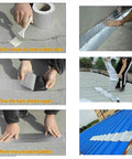 Grizzled Crew Approved Roof Patch Tape With Thick Bitumen Base And Cool Reflective Foil Self Adhesive Heavy Duty Weatherstripping Roll in use for sealing leaks.