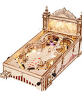 Handcrafted 3D Wooden Pinball Puzzle Kit For Adults And Teens 14 Plus Mechanical Model DIY Pinball Game Build Kit, lit wooden tabletop