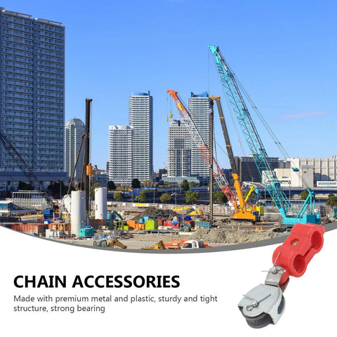 Tough As Nails Five Piece Steel Wire Rope Pulley Set Featuring Rock Solid Industrial Hoisting Blocks in a construction site.