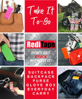 Collage showing Travel Size Pocket Duct Tape 2 Pack Twin Silver in various everyday carry scenarios.