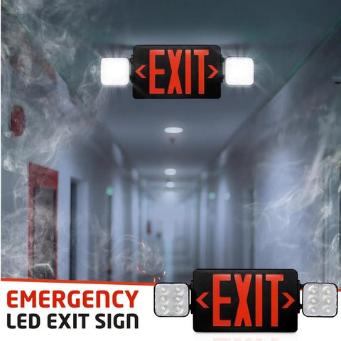 Ultra Bright LED Exit Sign With 90 Minute Battery Backup And Emergency Lights for hallway ceiling or wall mount