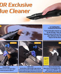 Paintless Dent Repair Kit With LED Line Board And Heat Gun For Glue Removal, showing usage instructions and tools in action.