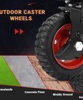 Rugged 6 Inch Heavy Duty Caster Wheels Set Of Four With Knockdown Brakes, showcasing outdoor use on various surfaces.
