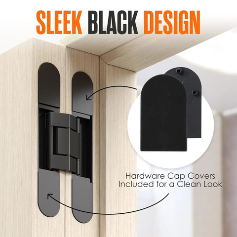 Concealed Door Hinge Set For Cabinets Bookshelves And Hidden Doors 6 Inch 180 Degree Heavy Duty Adjustable Invisible Hardware Installed