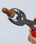 TwinGrip Adjustable Front Grip Pliers With Side Grip Push Button Adjust Tongue And Groove Joint Black With Multi Component Sleeves 200mm Length For Tight Spots Heavy Duty Pliers For Construction And Mechanic Work gripping rusty bolt