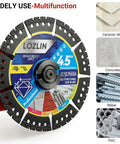 LOZLIN 3-pack 4.5-inch diamond multi-purpose saw blades for angle grinders, front view