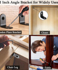 Tough As Nails 50 Pack Black Stainless Steel L Brackets And Corner Supports With Complete Screw Set Designed To Grip Tight For Woodworking Furniture Shelf Cabinet Drawer Repair, showing various uses like closet and table.