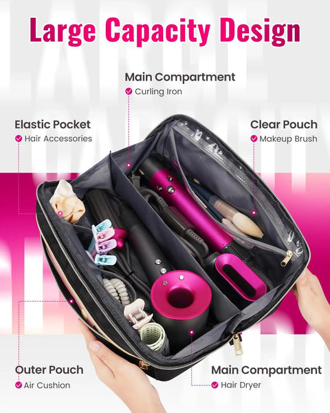 Shark FlexStyle Hair Tools Travel Bag With Wide Open Design And Heat Resistant Mat, showing organized compartments for styling tools