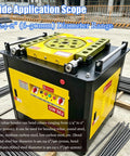 Badass Heavy Duty Electric Rebar Bender Automatic Hoop Bending Machine Built Tank Tough For Quarter To Two Inch Round Steel Bars close-up view with controls.