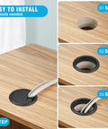 Premium 2 3 8 Inch Spring Desk Grommet And Hassle Free Cable Hole Cover For Chill Home Office Cord Management during installation steps.