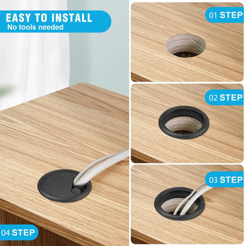 Premium 2 3 8 Inch Spring Desk Grommet And Hassle Free Cable Hole Cover For Chill Home Office Cord Management during installation steps.